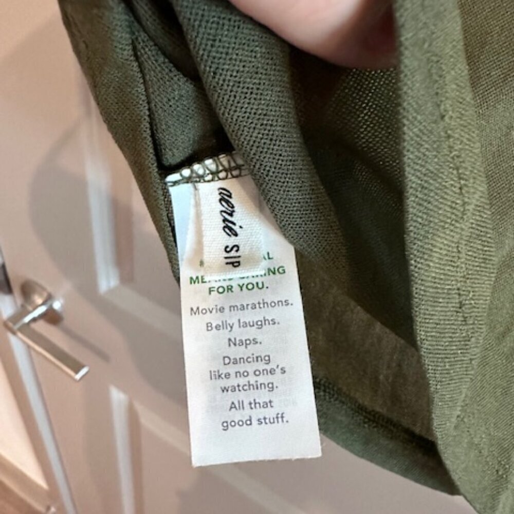 Aerie Magic Mesh Baby TShirt NWT Army Green Size S - Picture 4 of 5